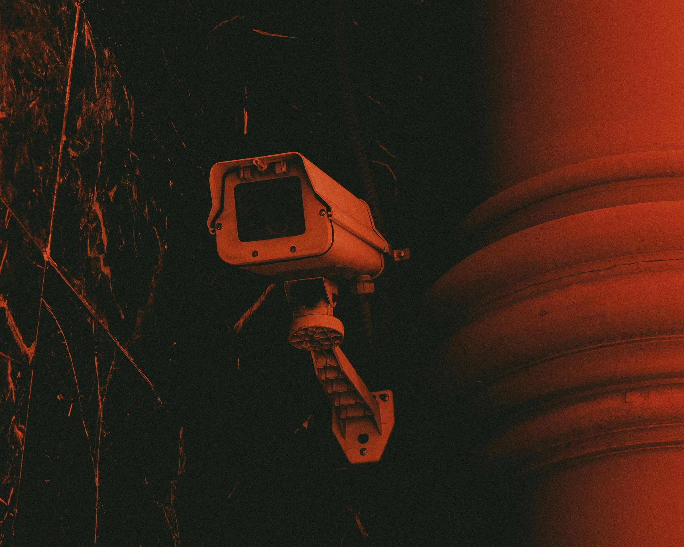 Security camera lit in red